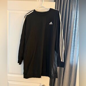 adidas Black Long Sleeve Three-Stripe Dress